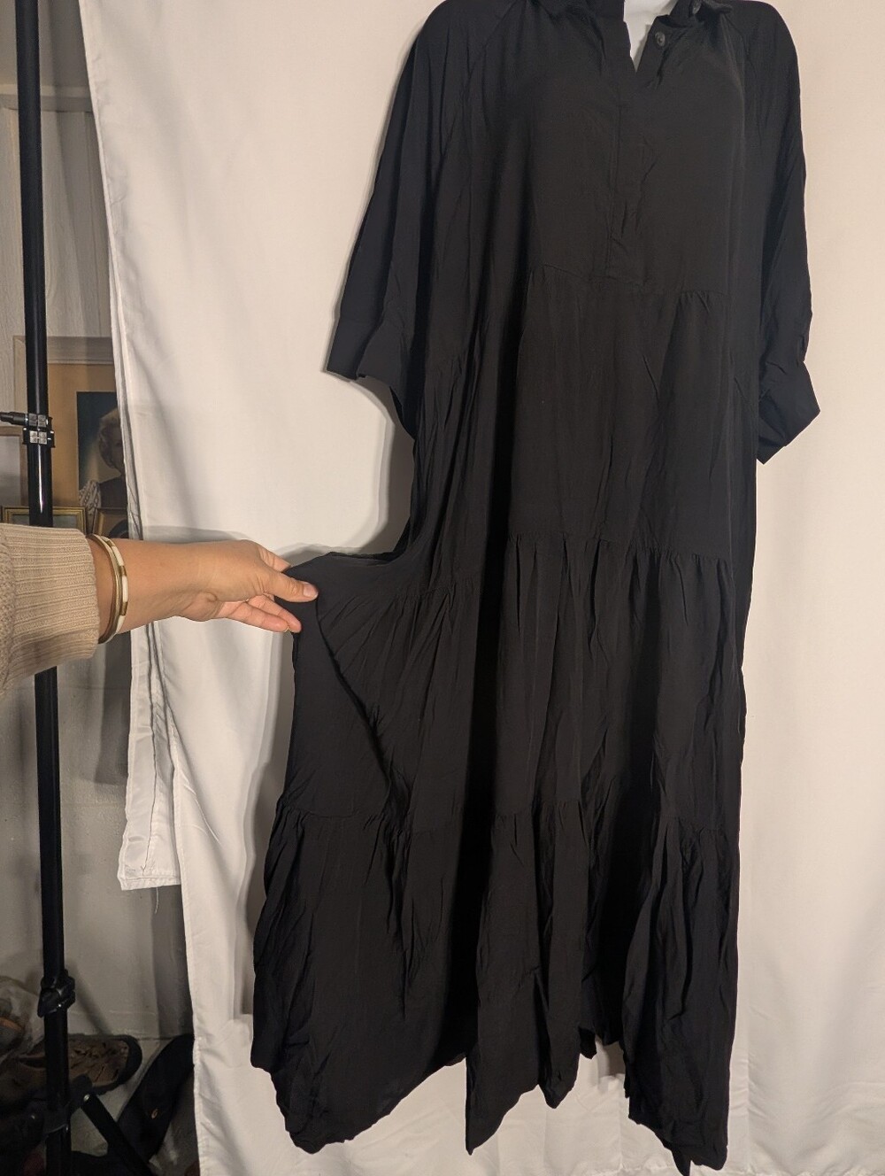 NWT Natural Life Rebecca Midi Dress Plus 2XL Black Witchy Tiered Flowy Boho - Picture 5 of 13